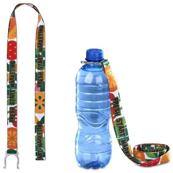 Altitude Aqua Crossbody Double-Sided Sublimated Satin Bottle Lanyard Altitude Aqua Crossbody Double-Sided Sublimated Satin Bottle Lanyard