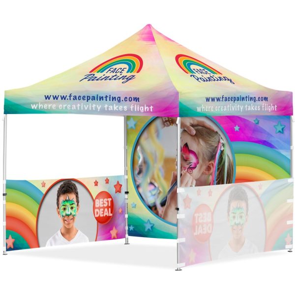 Coated Steel Sublimated Gazebo 3 x 3m - 2 Half-Wall Skins - 1 Full-Wall Skin Coated Steel Sublimated Gazebo 3 x 3m - 2 Half-Wall Skins - 1 Full-Wall Skin