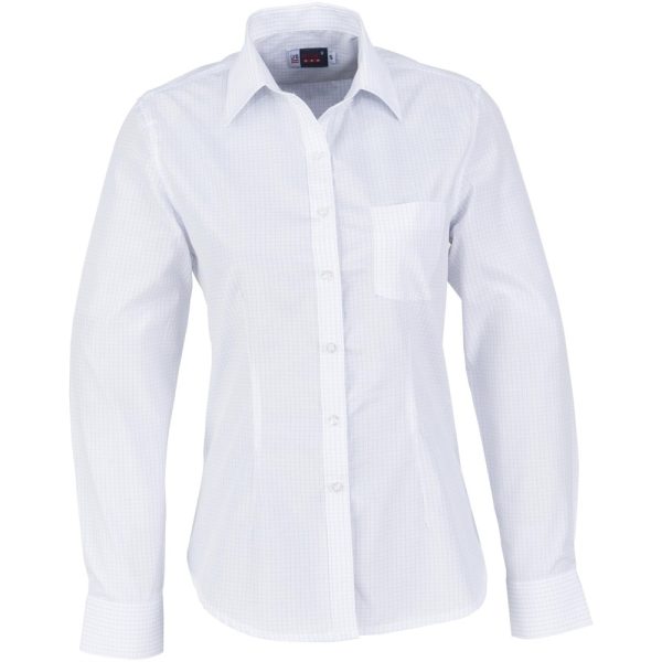 Ladies Long Sleeve Huntington Shirt - White Light Blue Ladies Long Sleeve Huntington Shirt - White Light Blue