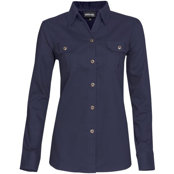 Ladies Long Sleeve Oryx Bush Shirt - Navy Ladies Long Sleeve Oryx Bush Shirt - Navy