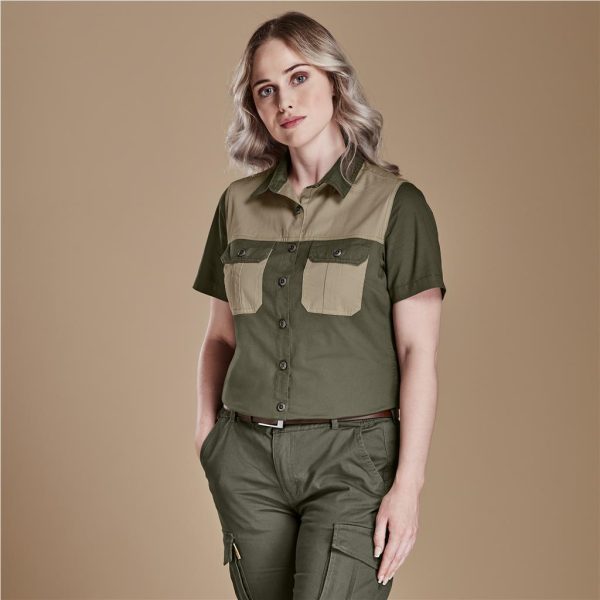 Ladies Short Sleeve Serengeti 2-Tone Bush Shirt