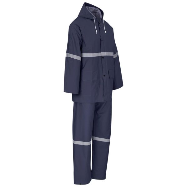 Light Duty Tornado Hi-Viz Reflective Rubberised Rainsuit - Navy