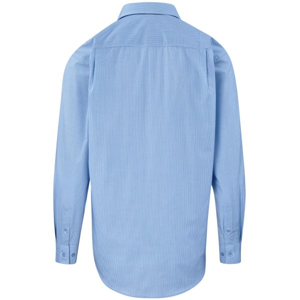 Mens Long Sleeve Micro Check Shirt - Light Blue