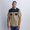 Mens Short Sleeve Serengeti 2-Tone Bush Shirt