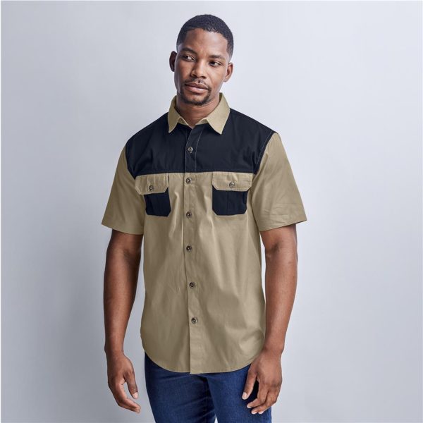 Mens Short Sleeve Serengeti 2-Tone Bush Shirt