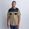 Mens Short Sleeve Serengeti 2-Tone Bush Shirt