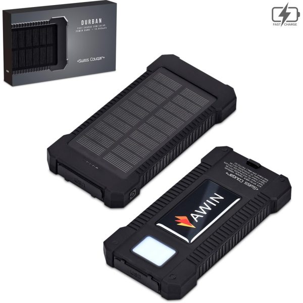 Swiss Cougar Durban Fast Charge 20W Solar Power Bank -10000mAh Swiss Cougar Durban Fast Charge 20W Solar Power Bank -10000mAh