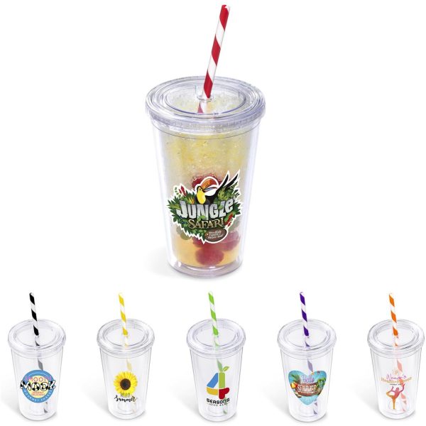 Malibu Double-Wall Plastic Tumbler & Straw - 470ml Malibu Double-Wall Plastic Tumbler & Straw - 470ml