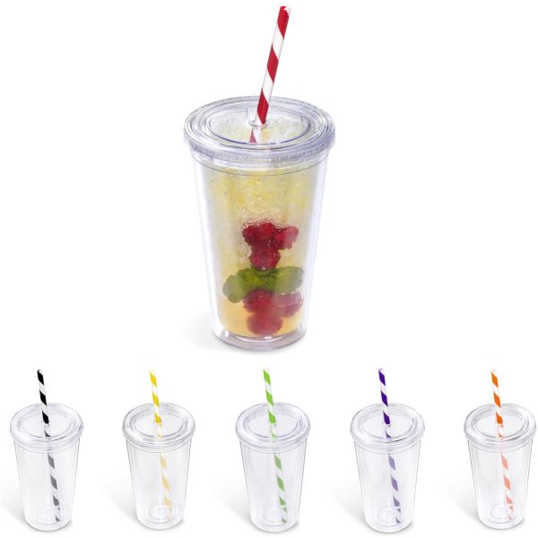 Malibu Double-Wall Plastic Tumbler & Straw - 470ml1 Malibu Double-Wall Plastic Tumbler & Straw - 470ml