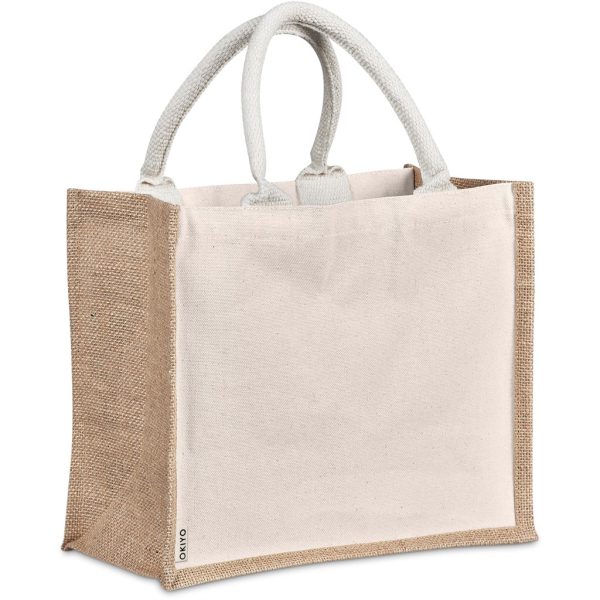 Okiyo Chinsai Midi Jute & Cotton Tote 12 Okiyo Chinsai Maxi Jute & Cotton Tote