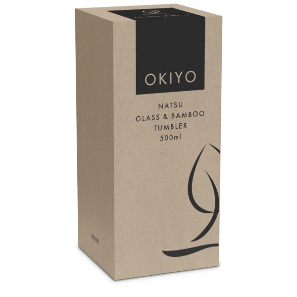 Okiyo Natsu Glass & Bamboo Tumbler & Straw - 500ml1 Okiyo Natsu Glass & Bamboo Tumbler & Straw - 500ml