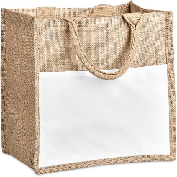 Okiyo Nuri Sublimated Pocket Jute Tote 2 Okiyo Nuri Sublimated Pocket Jute Tote