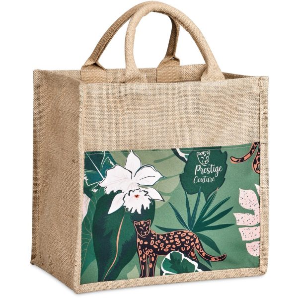 Okiyo Nuri Sublimated Pocket Jute Tote Okiyo Nuri Sublimated Pocket Jute Tote