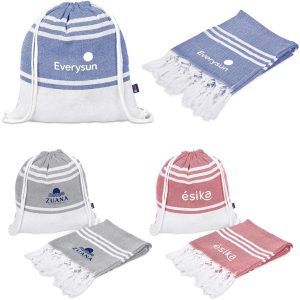 US Basic Santa Cruz Cotton-Rich Beach Towel & Drawstring Bag US Basic Santa Cruz Cotton-Rich Beach Towel & Drawstring Bag