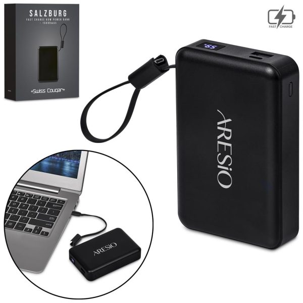 Swiss Cougar Salzburg Fast Charge 65W PD & QC Power Bank - 15 000mAh Swiss Cougar Salzburg Fast Charge 65W PD & QC Power Bank - 15 000mAh